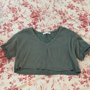Altar'd State Teal Ribbed Crop Top